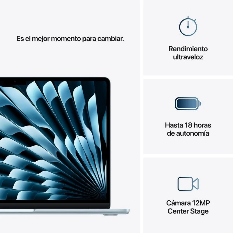 Portátil Apple Macbook Air Apple M4 10 Núcleos/16 GB/512GB SSD/GPU 10 Núcleos/13.6" Azul Cielo - Imagen 3